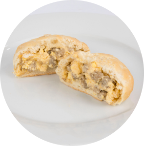 Sausage, egg, and cheese stuffed biscuit circle image