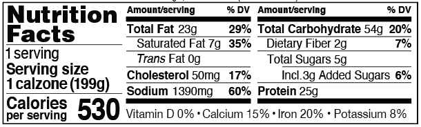 Muffuletta Calzone Nutrition Facts
