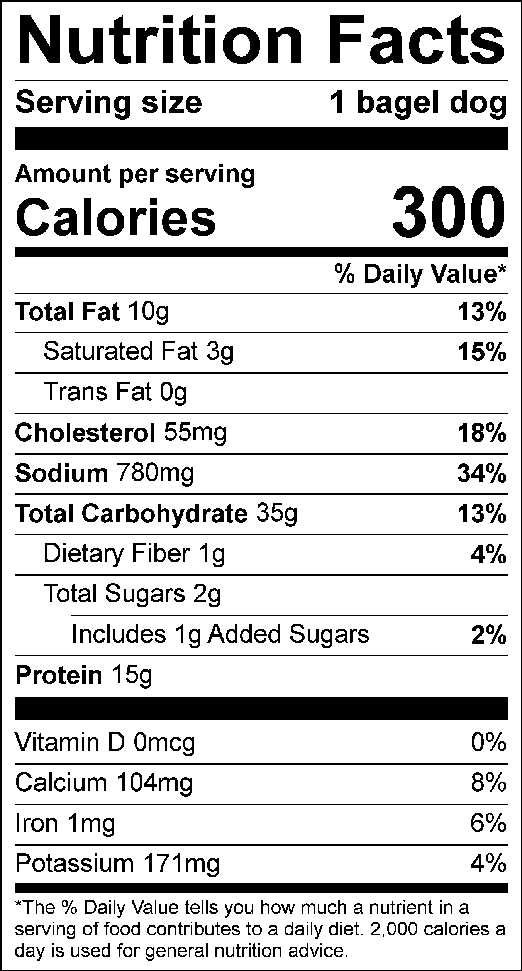 Cheddar Bagel Dog Nutrition Facts