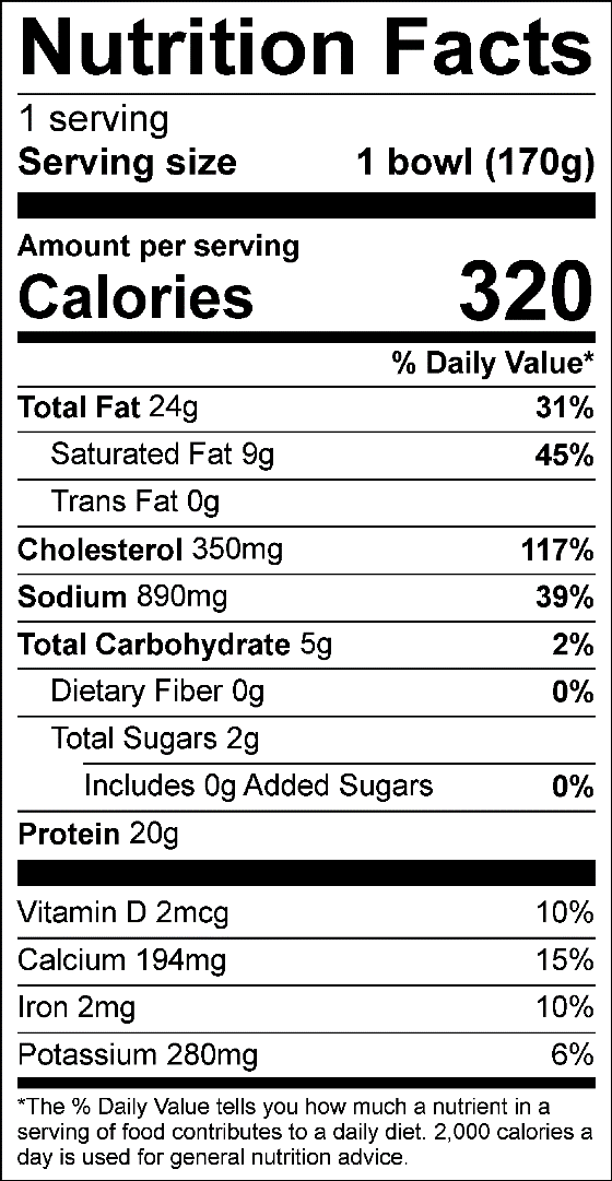 Hearty Sausage Breakfast Bowl Nutrition Facts