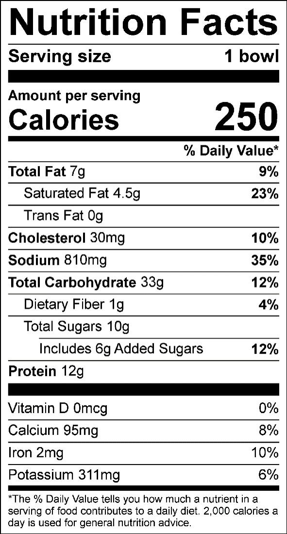 Mac N Cheese with BBQ Pork Bowl Nutrition Facts