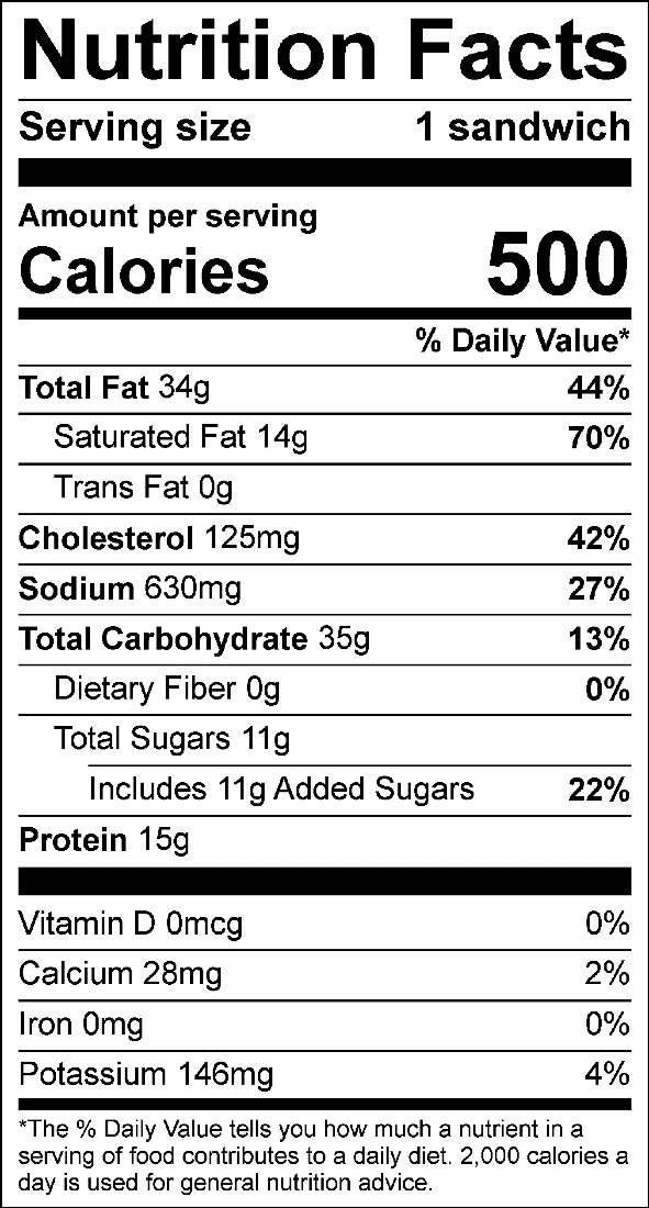sausage egg on waffle nutrition facts