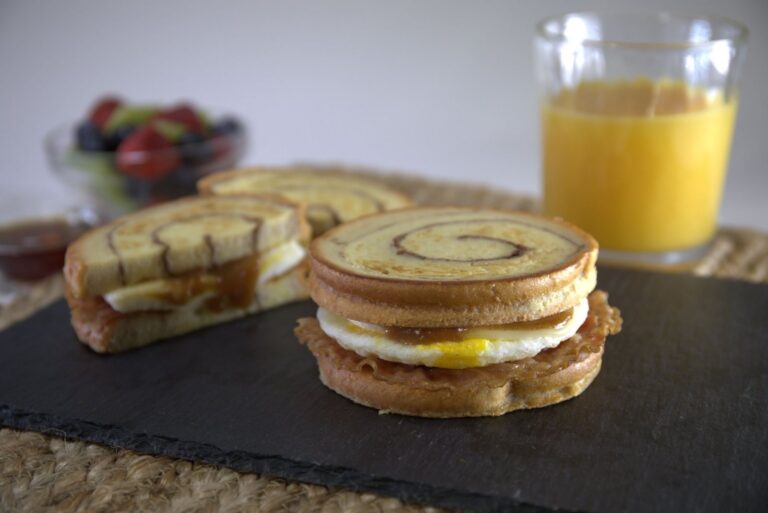 Bacon, Egg & Cheese on Cinnamon Swirl French Toast